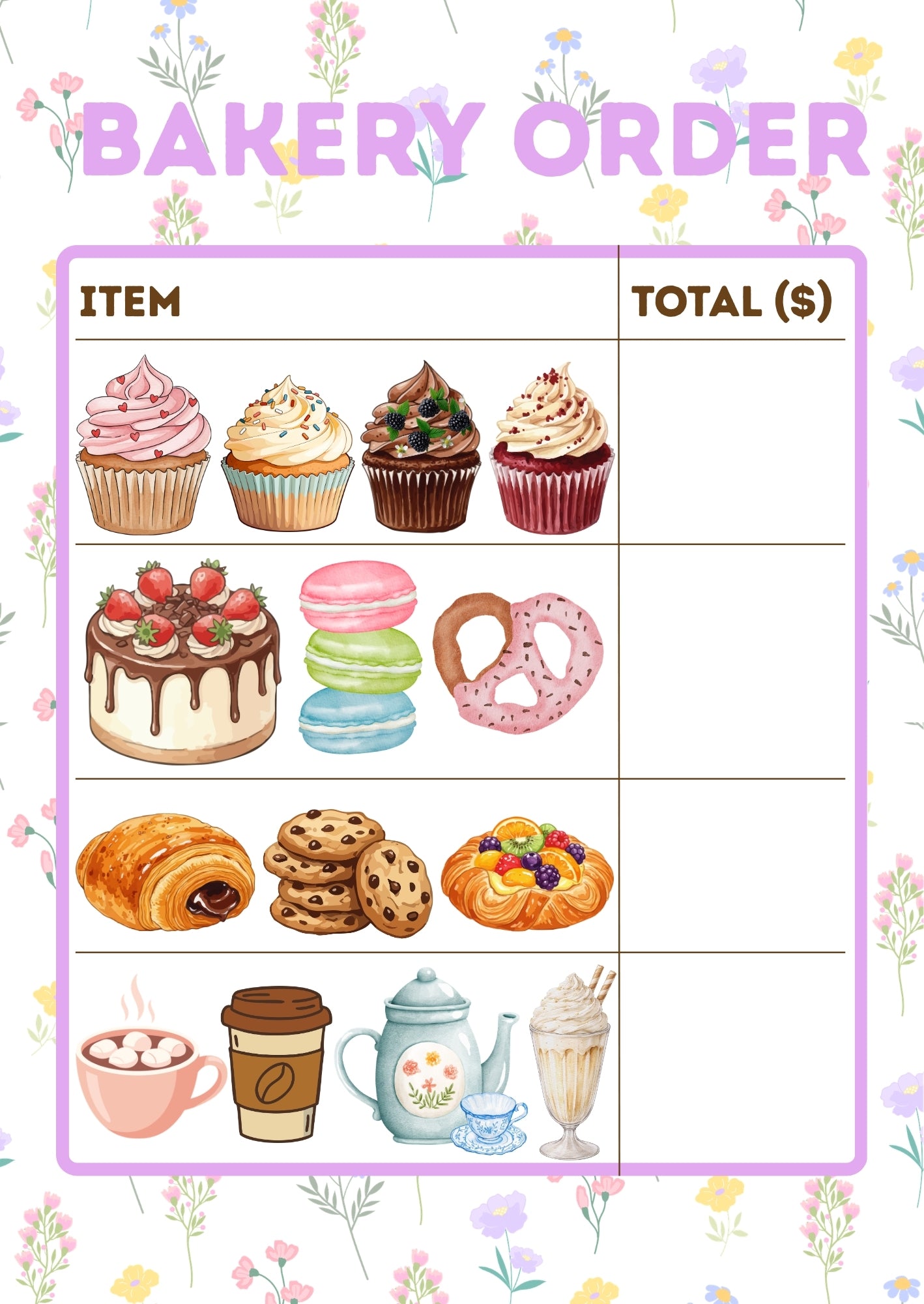 Bloom Bakery Order Form